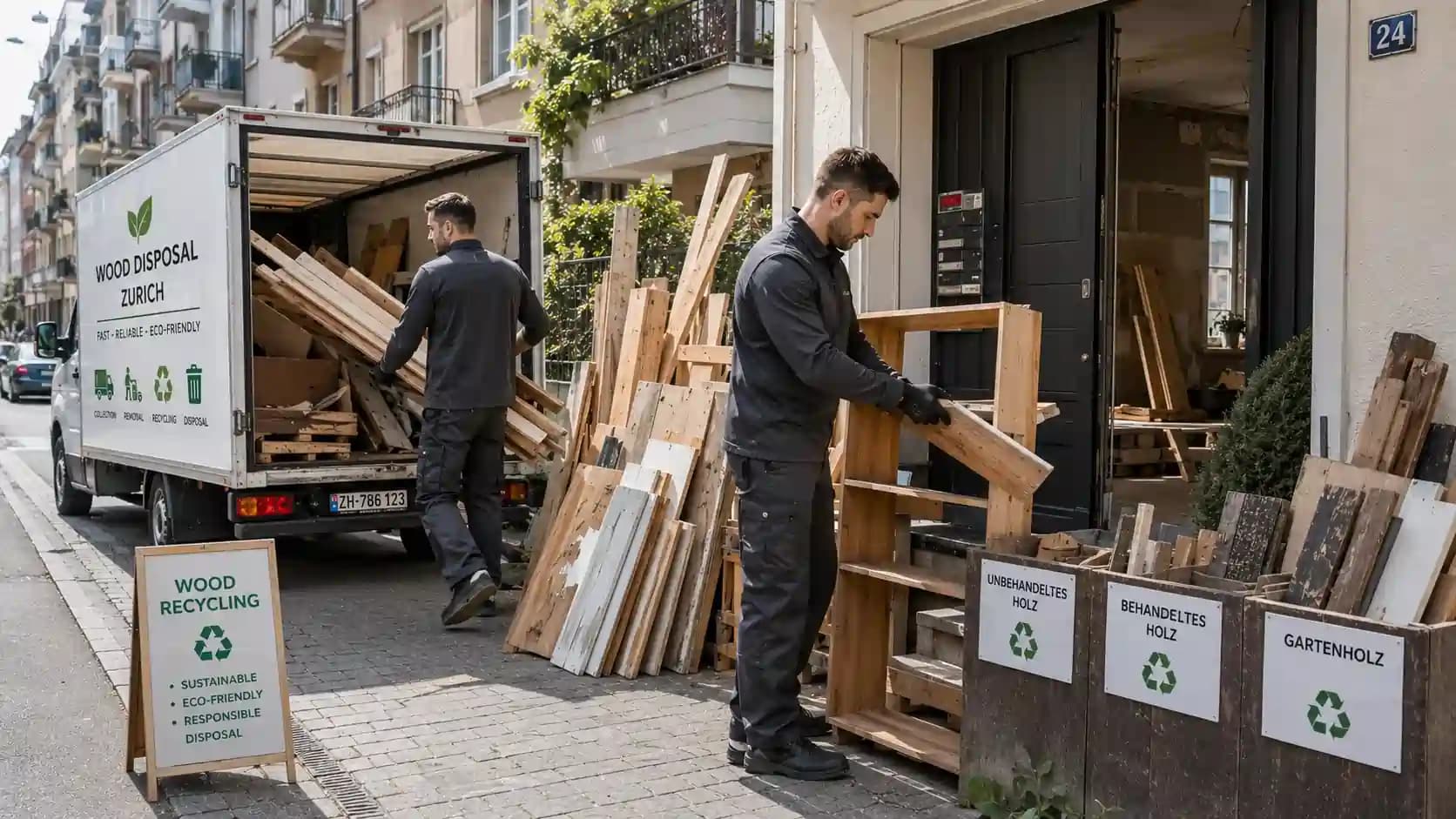 Wood waste collection and recycling in Zurich